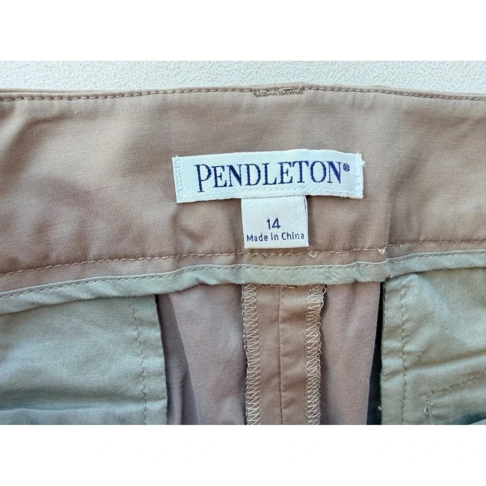 Pendleton‎ Ankle Pants Khaki Tan Straight Leg Sz 14 Cotton Office Minimalist